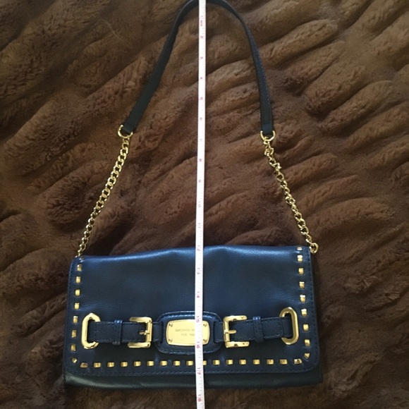 Michael Kors | Royal Blue Leather Gold Chain Shoulder Bag - Picture 9 of 11